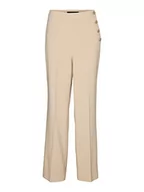 Spodnie damskie - VERO MODA Spodnie damskie Vmpina Hw Pants TLR Btq, Irish Cream/Detail:gold Buttons, 30-32 - miniaturka - grafika 1