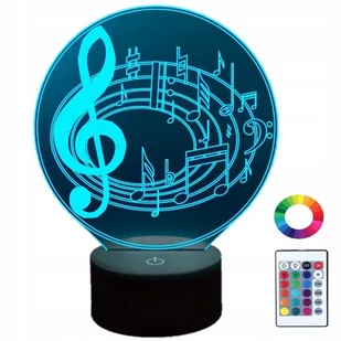 Lampka Nocna 3D Led Nuty Muzyka Grawer Prezent - Lampy stojące - miniaturka - grafika 1