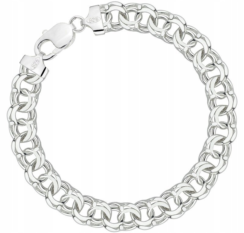 SREBRNA BRANSOLETKA MĘSKA PEŁNA DIAMENTOWANA GARIBALDKA 10 MM GRAWER GRATIS