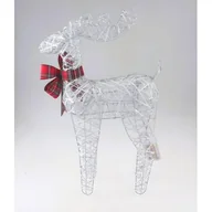 Ozdoby bożonarodzeniowe - Dekoracja renifer z kokardą 60 LED 60 cm srebrny - miniaturka - grafika 1