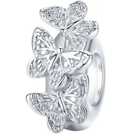 Wisiorki - CHARMS MOTYLE srebro 925 koralik S925 - miniaturka - grafika 1