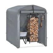 Altany ogrodowe - SoBuy Garage na rowery i narzędzia, wodoodporny zewnętrzny domek ogrodowy, schronienie na motocykl z hakami, szary, 120x176x163 cm, KLS11-DG - miniaturka - grafika 1