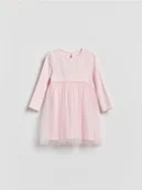 Sukienki i spódniczki dla dziewczynek - Reserved - Sukienka z tiulowym dołem - pastelowy róż - miniaturka - grafika 1