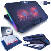 Podkładki chłodzące pod laptopa - AABCOOLING GEMINI CICHA PODKŁADKA CHŁODZĄCA PODSTAWKA POD LAPTOPA 10-17'' CHLODZACA LAPTOP USB RGB - miniaturka - grafika 1