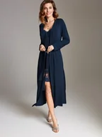 Szlafroki damskie - PENIUAR midi 03 - granatowy XL - miniaturka - grafika 1