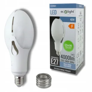 Żarówka do lamp ulicznych Led adapter E27->E40 40W 6000K 4000LM Rocket - Żarówki LED - miniaturka - grafika 1