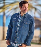 Kurtki męskie - Autentyczna kurtka jeansowa Mężczyzna Atlas For Men - Kolor : Niebieski - Rozmiar : 4XL - miniaturka - grafika 1