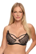 Biustonosze - Biustonosz z koronką Semi-Soft Nathalie 1286 półusztywniany czarny beżowy 95B - miniaturka - grafika 1