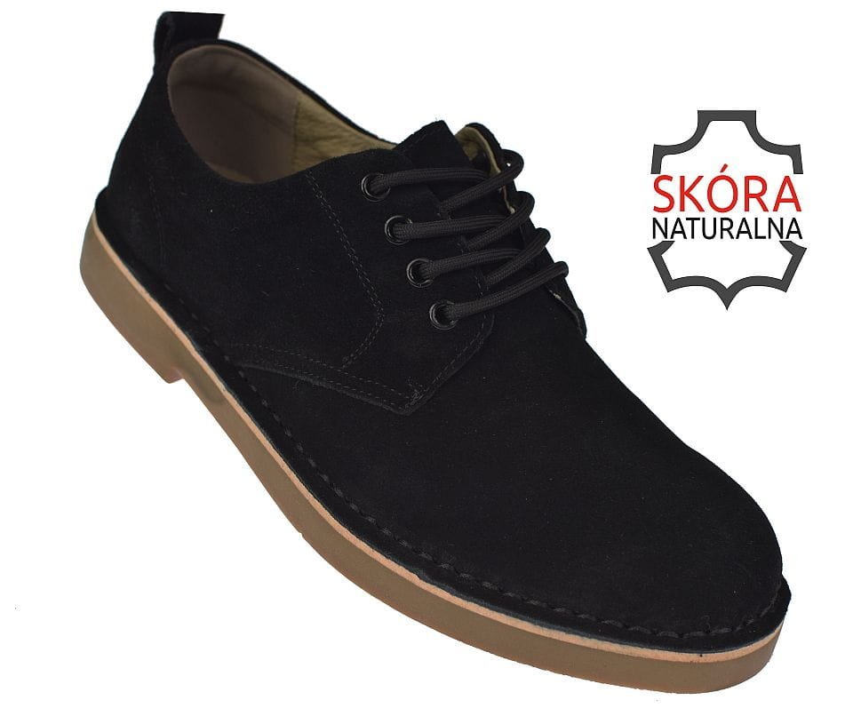 Czarne półbuty męskie Jankowski JK/P-4-601 skóra zamszowa [rozmiar: 43]