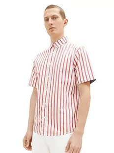 TOM TAILOR Koszula męska 1037282, 31787, czerwona, biała w paski, XXL, 31787 - Red Off White Stripe, XXL - Koszule męskie - miniaturka - grafika 1