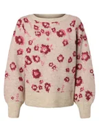 Swetry damskie - Vila - Sweter damski z dodatkiem alpaki  VIAlva, różowy|beżowy - miniaturka - grafika 1