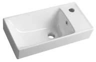 Umywalki - NUALI umywalka ceramiczna 50x25cm, bateria z prawej strony, biała - miniaturka - grafika 1