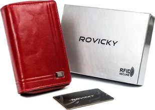 Rovicky Pionowy portfel damski z bawolej skóry, zamykany na zatrzask, RFID Rovicky Nie dotyczy - Portfele - miniaturka - grafika 1