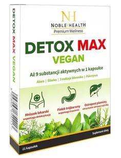 Noble Health Detox Max Vegan x 21 kaps (nowa formuła) - Odchudzanie i oczyszczanie - miniaturka - grafika 1