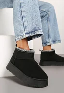 Śniegowce damskie - Czarne Śniegowce na Grubej Podeszwie z Ozdobnym Haftem Ceccaria - miniaturka - grafika 1