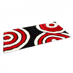 Homestyle4u Dywan Designer z wysokim runem Shaggy 80 x 150 cm czarno-biały czerwony okrąg długowłosy Homestyle4u_1240 - Dywany - miniaturka - grafika 1