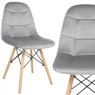 Krzesła - Krzesło Szare Welurowe Tapicerowane Pikowane  Skandynawskie - miniaturka - grafika 1