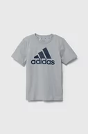 Koszulki dla dziewczynek - adidas t-shirt bawełniany dziecięcy kolor niebieski z nadrukiem - miniaturka - grafika 1