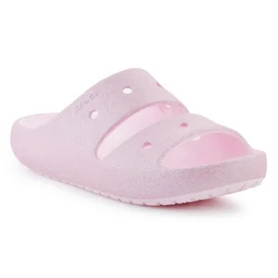 Klapki Crocs Classic Glitter Sandal V2 209705-6ZW różowe - Buty dla dziewczynek - miniaturka - grafika 1