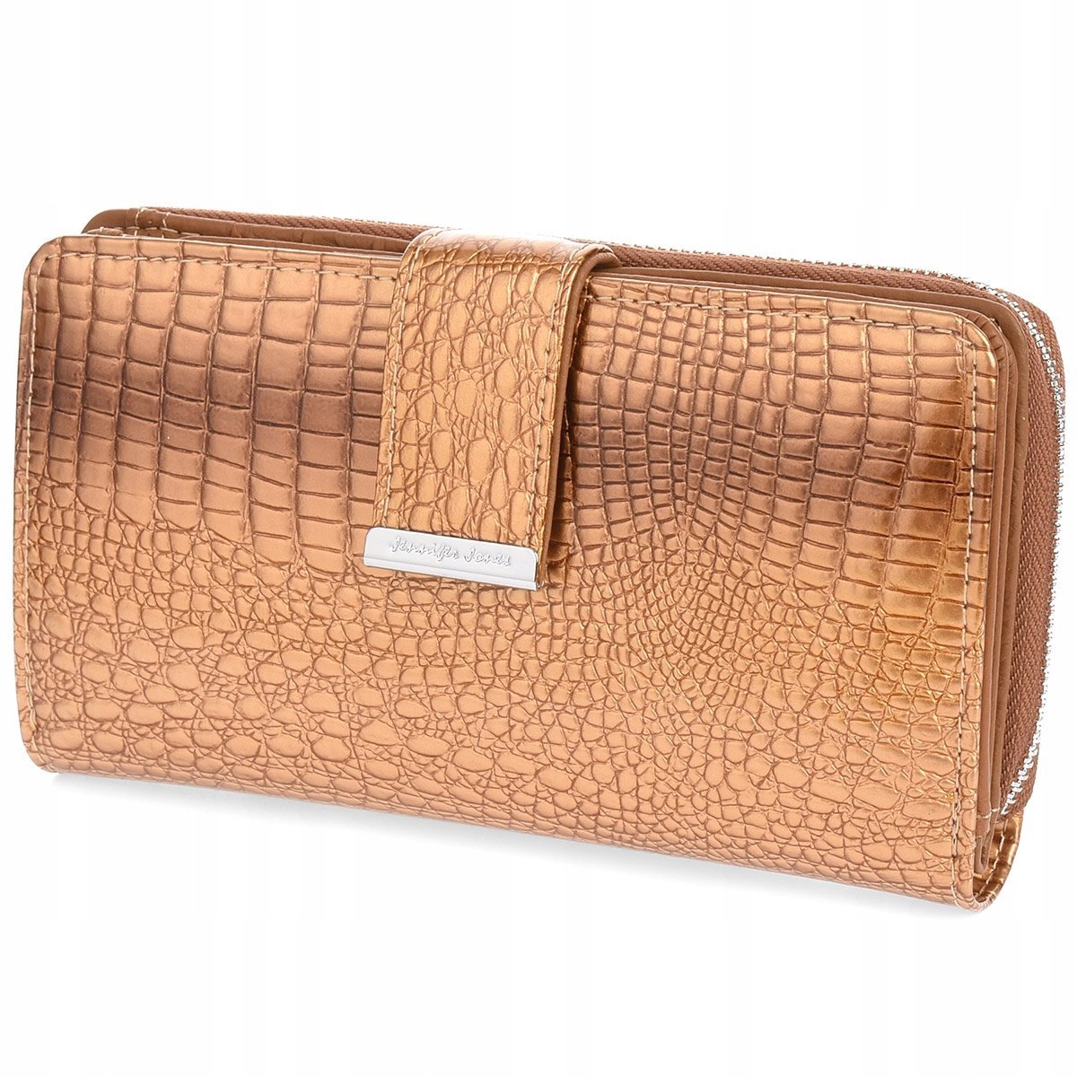 Skórzany portfel damski duży lakier poziomy skóra