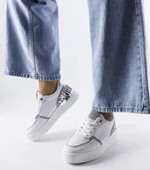 Botki damskie - Białe sneakersy na platformie Tooele-37 - miniaturka - grafika 1