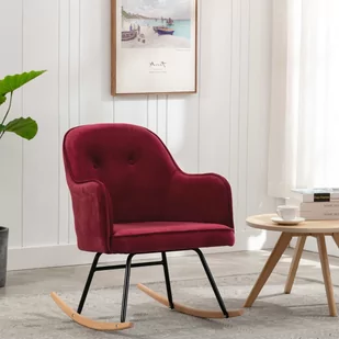 vidaXL Fotel bujany, winna czerwień, tapicerowany aksamitem - Fotele - miniaturka - grafika 1