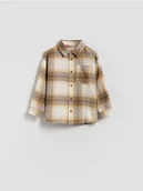 Bluzy i sweterki niemowlęce - Reserved - Bawełniana koszula w kratę - beżowy - miniaturka - grafika 1