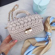 Torebki damskie - Torebka Craftbags z pufkami Elegant - beżowa ze złotymi dodatkami - miniaturka - grafika 1