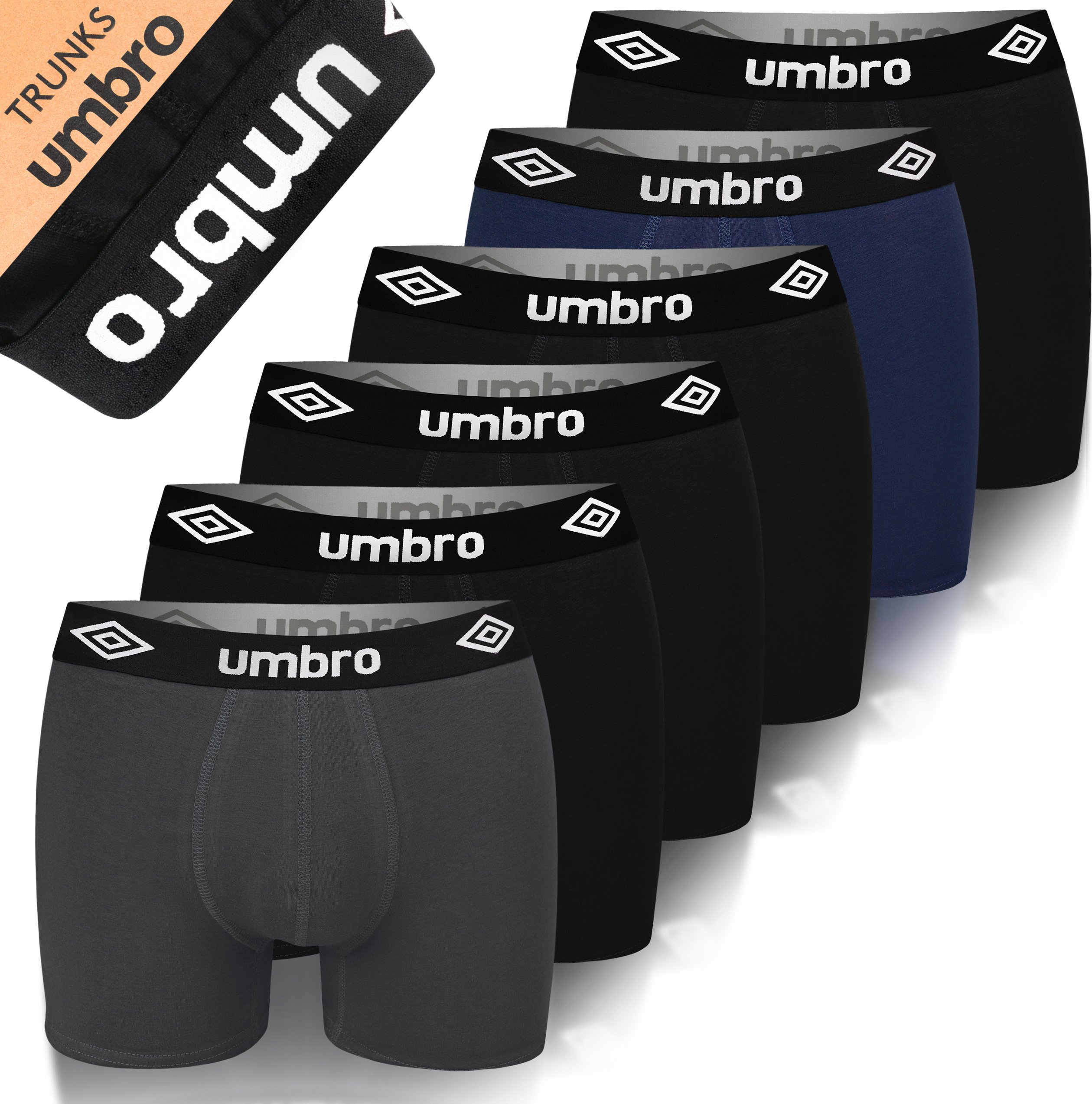 UMBRO PREMIUM Bokserki męskie bawełna 6 pack Doskonały komfort, jakość Elastyczne, miękkie majtki dla mężczyzn Idealne dopasowanie, M