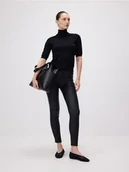 Spodnie damskie - Reserved - Woskowane spodnie slim - czarny - miniaturka - grafika 1