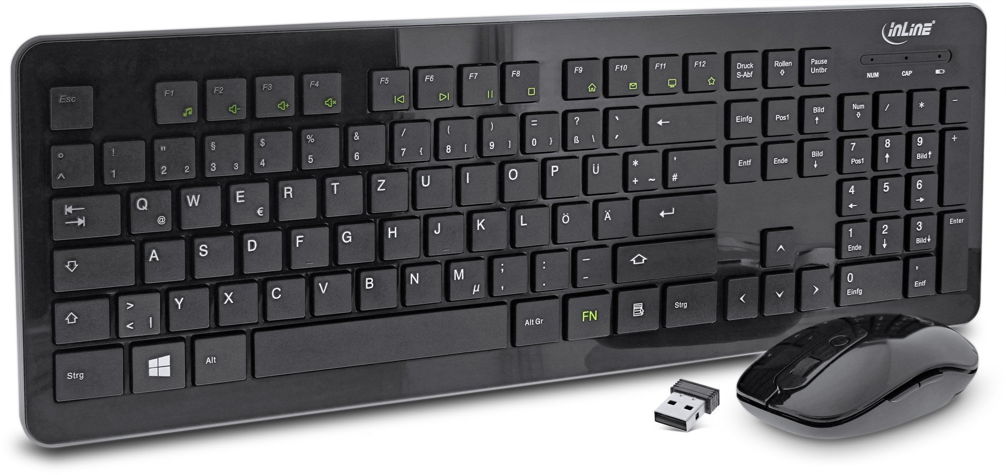 InLine ® Keyboard & Mouse Set USB 2.4G wireless układ max. 1600dpi black 55368A