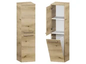 Szafki łazienkowe - Słupek Łazienkowy ATHD 35 cm DK Lewy - Dąb Evoke Coast Mat - Uchwyty Stal Szczotkowana - miniaturka - grafika 1