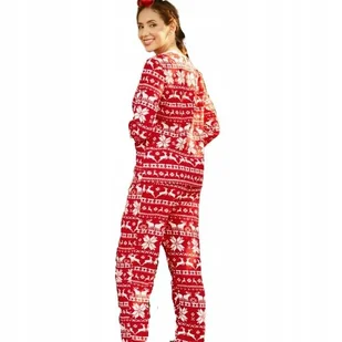 BAWEŁNIANA PIŻAMA DAMSKA DWUCZĘŚCIOWA ŚWIĄTECZNA CZERWONA PREZENT L - Piżamy damskie - miniaturka - grafika 1