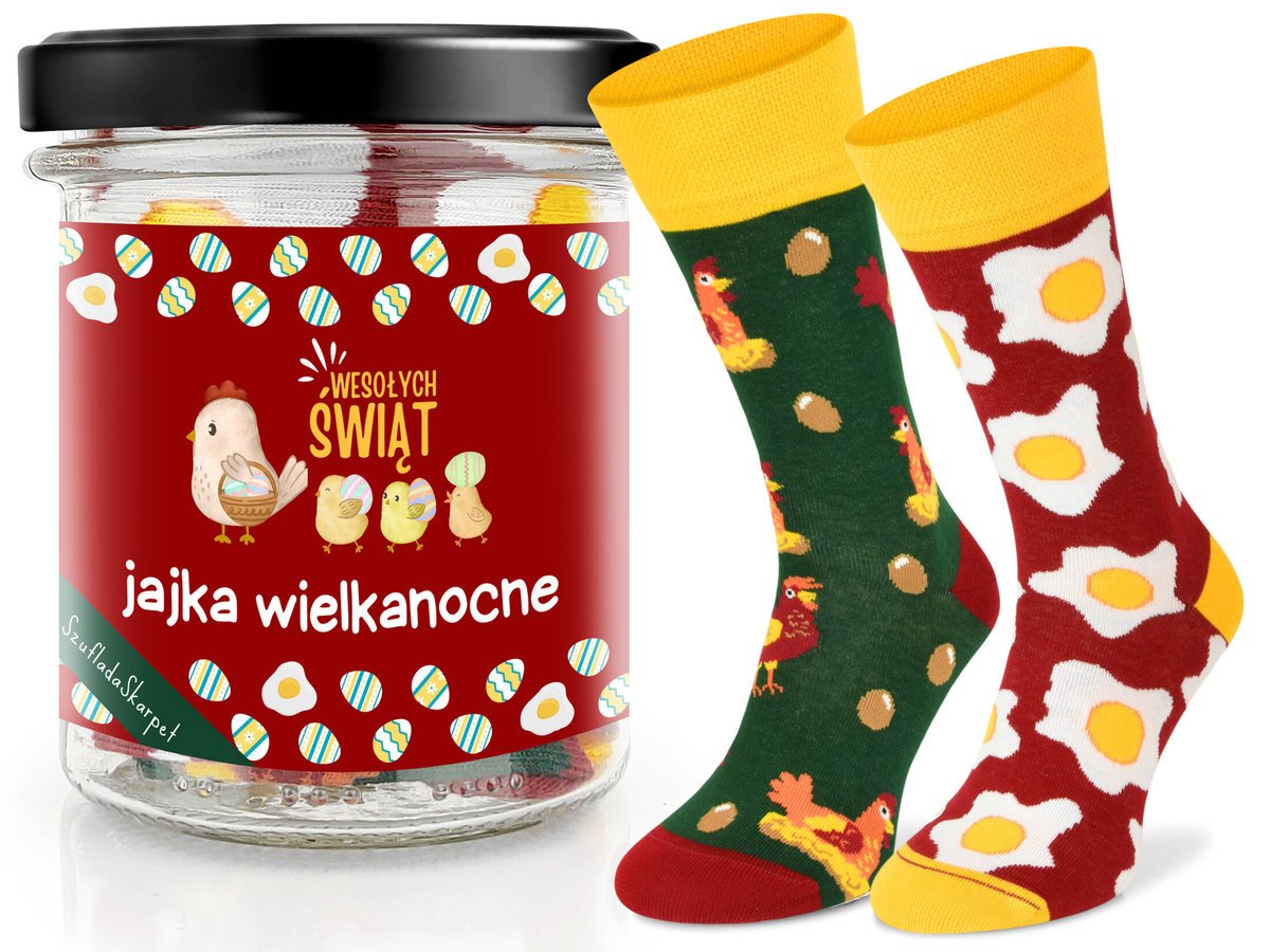 Wesołe Skarpety W Słoiku Wielkanocne Jaja Prezent Dla Niego Na Święta Rozmiar 35-38