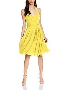 Astrapahl Damska sukienka koktajlowa, wiązana na szyi, długość do kolan, żółty, 32 PL - Sukienki - miniaturka - grafika 1
