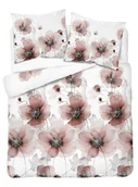 Pościel - Pościel satynowa 160x200 biała różowa pudrowa kwiaty Home Satin - miniaturka - grafika 1