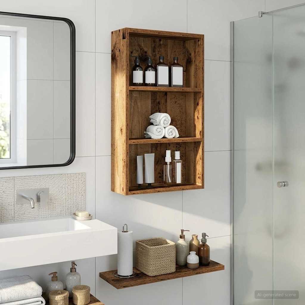 vidaXL vidaXL Szafka ścienna łazienkowa z półką Stare drewno 40 x 14 x 70 cm