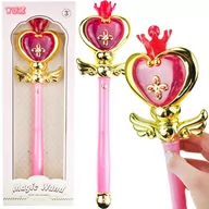 Lalki dla dziewczynek - ŚWIECĄCA MAGICZNA RÓŻDŻKA RÓŻOWA DLA KSIĘŻNICZKI WRÓŻKI ŚWIECI GRA - miniaturka - grafika 1