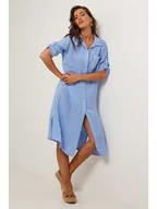 Sukienki - Le Monde du Lin Lniana sukienka w kolorze błękitnym - miniaturka - grafika 1