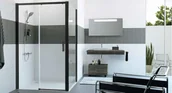 Ścianki i drzwi prysznicowe - Huppe Classics 2 EasyEntry 4-kąt Drzwi suwane 1-częściowe ze stałym segmentem 110x200 cm mocowanie prawe, profile czarne Black Edition, szkło przezroczyste Anti-Plaque C25602123322 - miniaturka - grafika 1