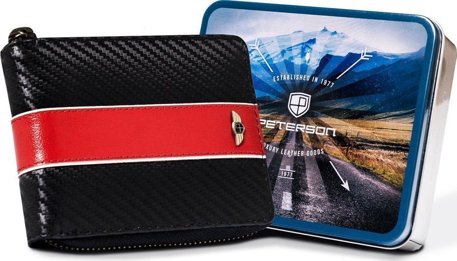 Peterson Skórzany sportowy portfel na zamek Peterson NoSize