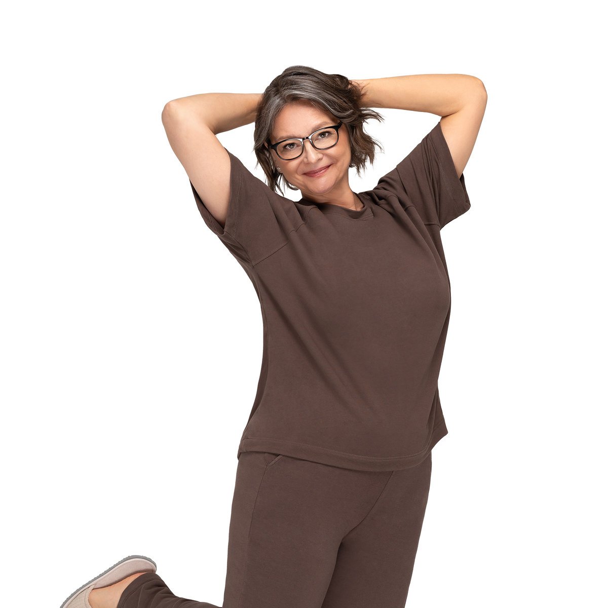 Bluzka Dresowa Damska Bawełniana L Brązowa Luźna