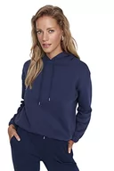 Bluzy damskie - Trendyol Damska bluza z kapturem, jednokolorowa, regularna, granatowy, XS - miniaturka - grafika 1