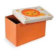 Pufy i podnóżki - Pomarańczowy podnóżek ze schowkiem Domopak Lion - miniaturka - grafika 1
