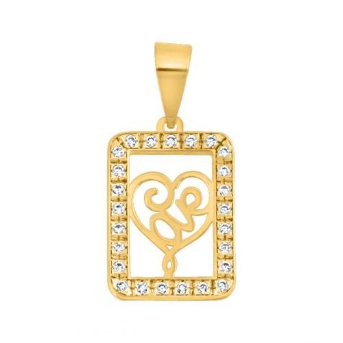 Złota Przywieszka z Cyrkoniami „Love” 585 0.99 gr Rodium