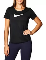 Koszulki i topy damskie - Nike Damska koszulka W NK SWOOSH RUN SS, czarny/odblaskowy srebrny/(biały), XS - miniaturka - grafika 1