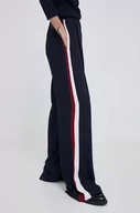 Spodnie damskie - Tommy Hilfiger spodnie damskie kolor granatowy szerokie high waist - miniaturka - grafika 1