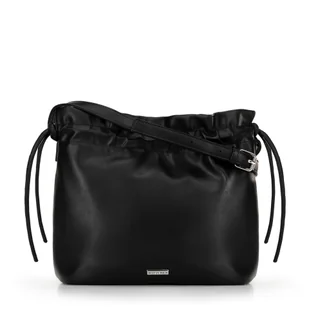 Damska torebka crossbody z dekoracyjnymi wiązaniami czarna - Torebki damskie - miniaturka - grafika 1