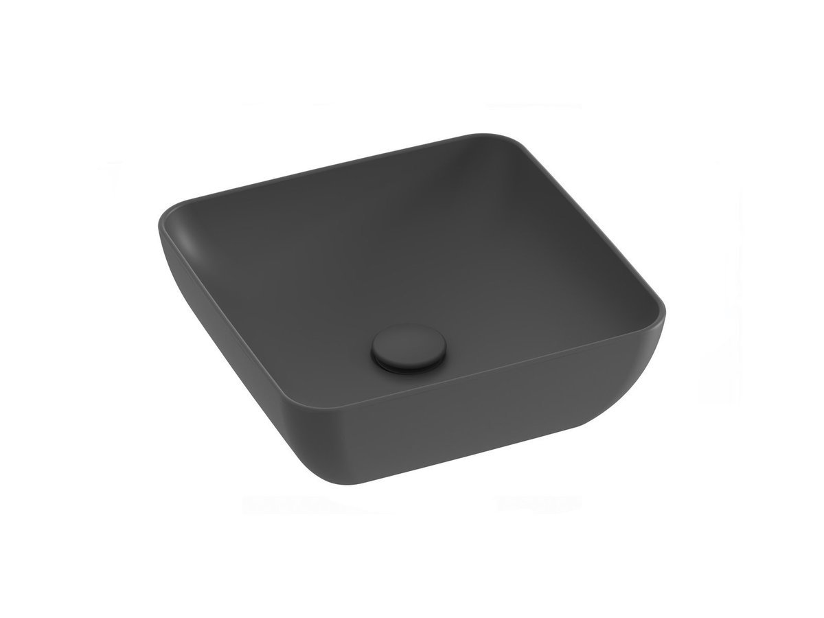 Ravak Kwadratowa umywalka ceramiczna nablatowa Uni 380 S Slim cienkościenna antracyt 1szt