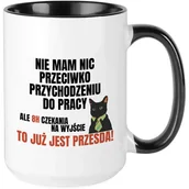 Kubki - Kubek XXL CZARNY 8H CZEKANIA NA WYJŚCIE TO PRZESADA Prezent Do Pracy Wzory - miniaturka - grafika 1
